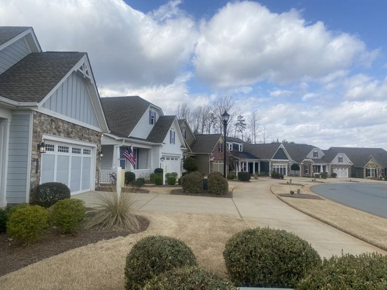 A street of newly built production homes trimmed by Heavin Trim Carpenters